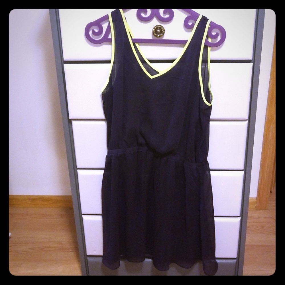 Eggplant and yellow dress